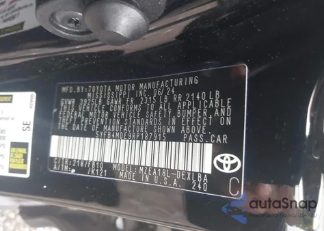 2024 Toyota Corolla Le из США, поврежденный, VIN 5YFB4MDE9RP187915